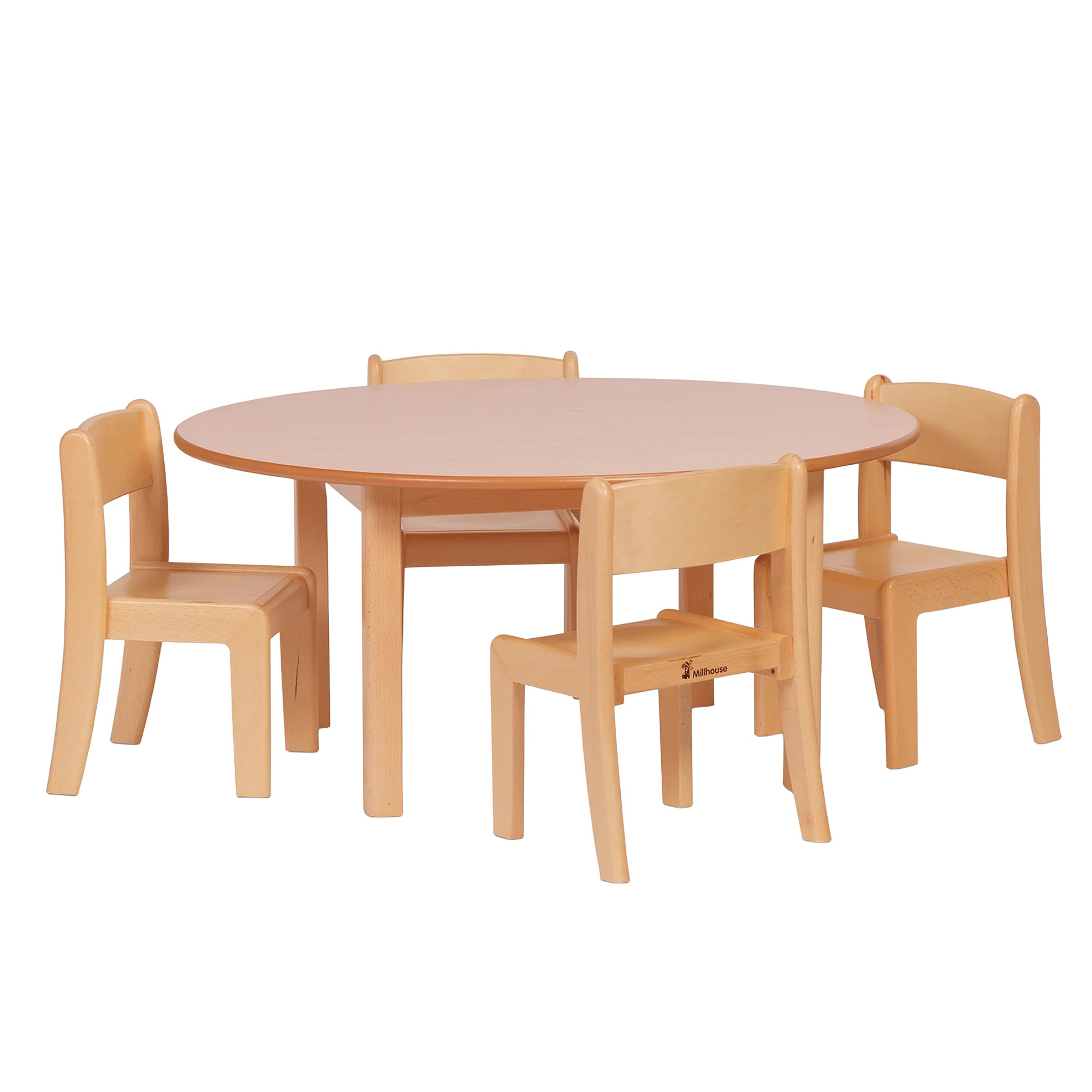 Circular Table D900mm & 4 Beech Stacking Chairs H210mm - The Ministry of Outdoor Education