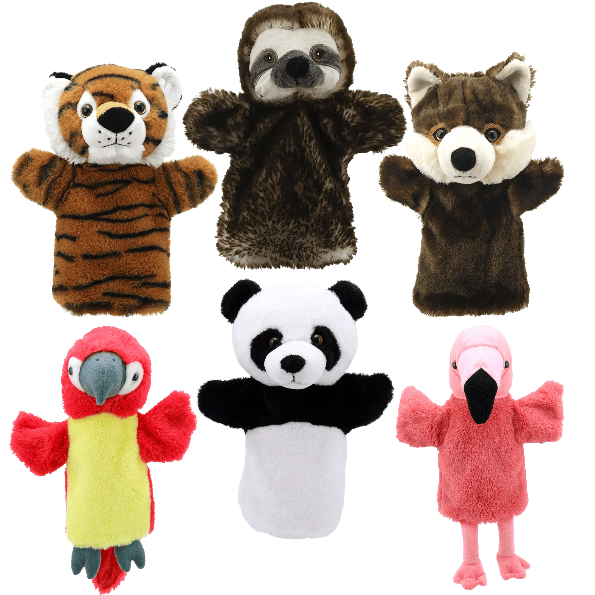 Eco Animal Buddies: Around the World Set of 6 (Wolf, Tiger, Flamingo, Parrot, Panda, Sloth) - The Ministry of Outdoor Education