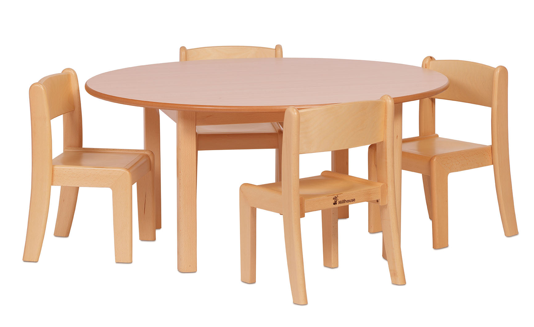 Small Rectangular Table (L960xW695xH400mm) plus 4 Beech Stacking Chairs( H210mm) - The Ministry of Outdoor Education