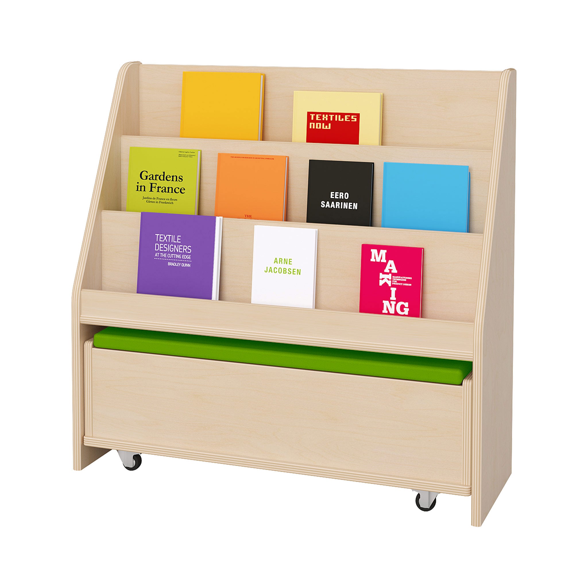 Book Display Unit with Pull-Out Bench