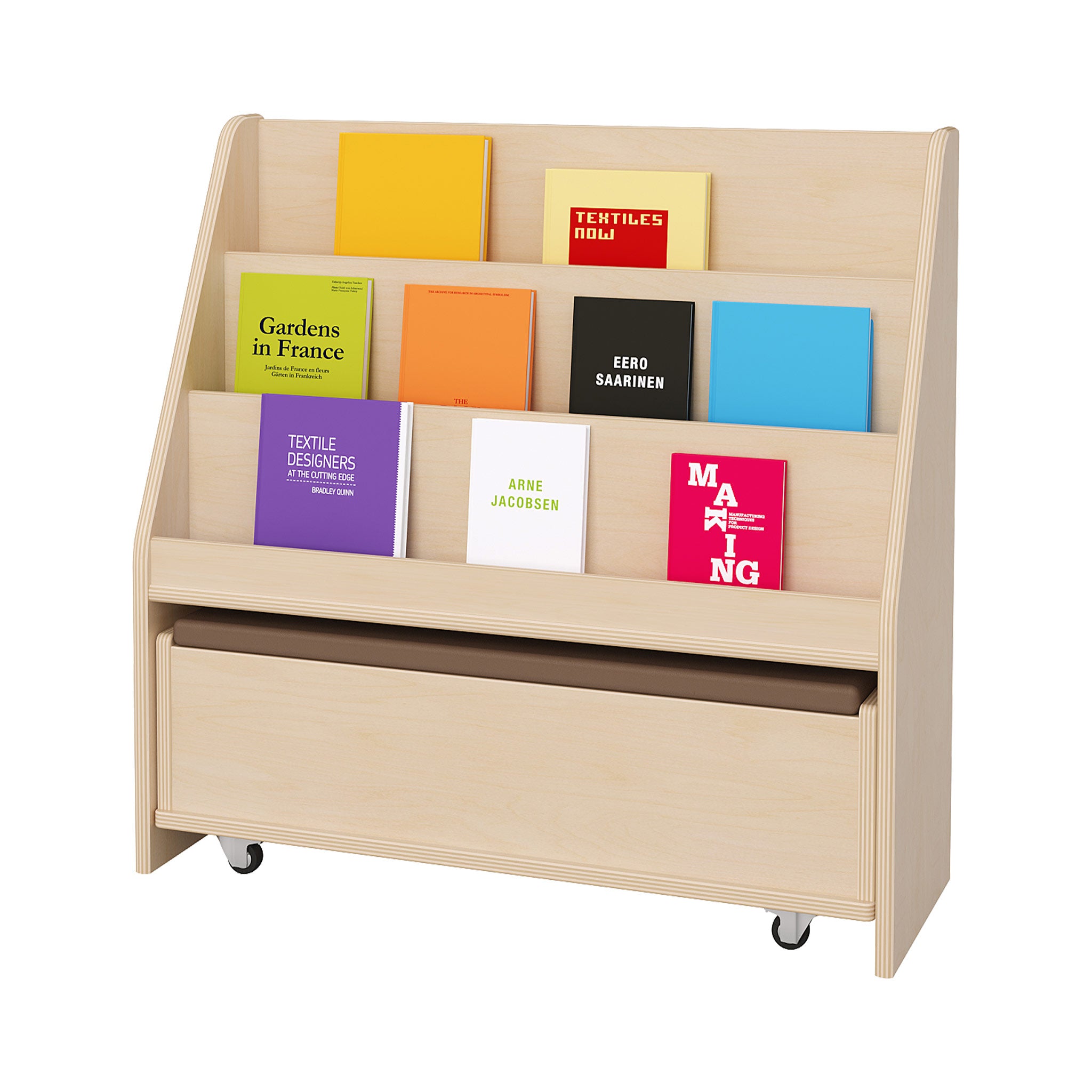 Book Display Unit with Pull-Out Bench