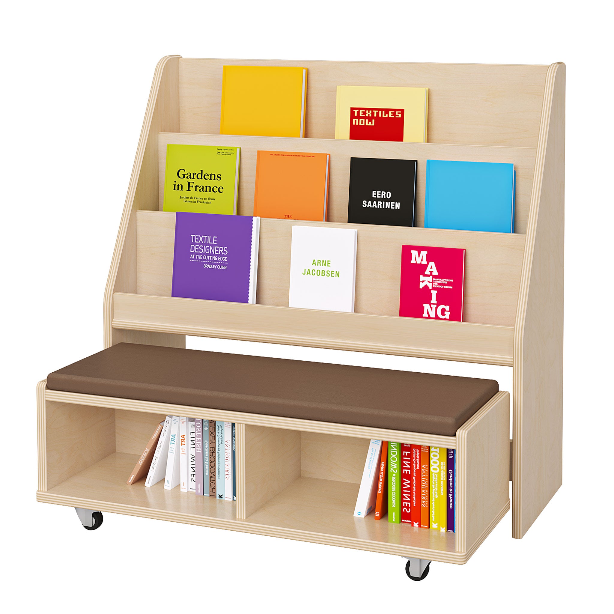 Book Display Unit with Pull-Out Bench