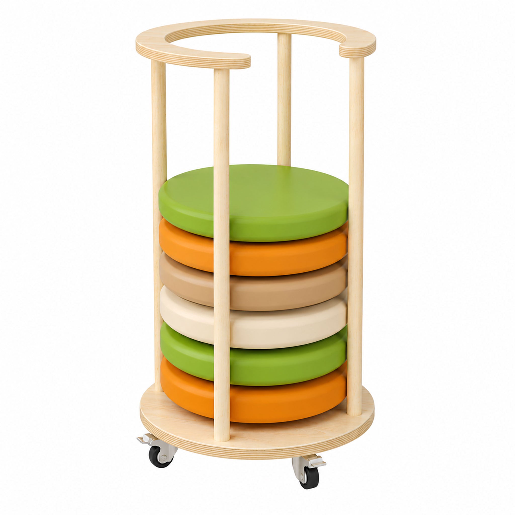 Rounded Padded Floor Cushions Storage Rack