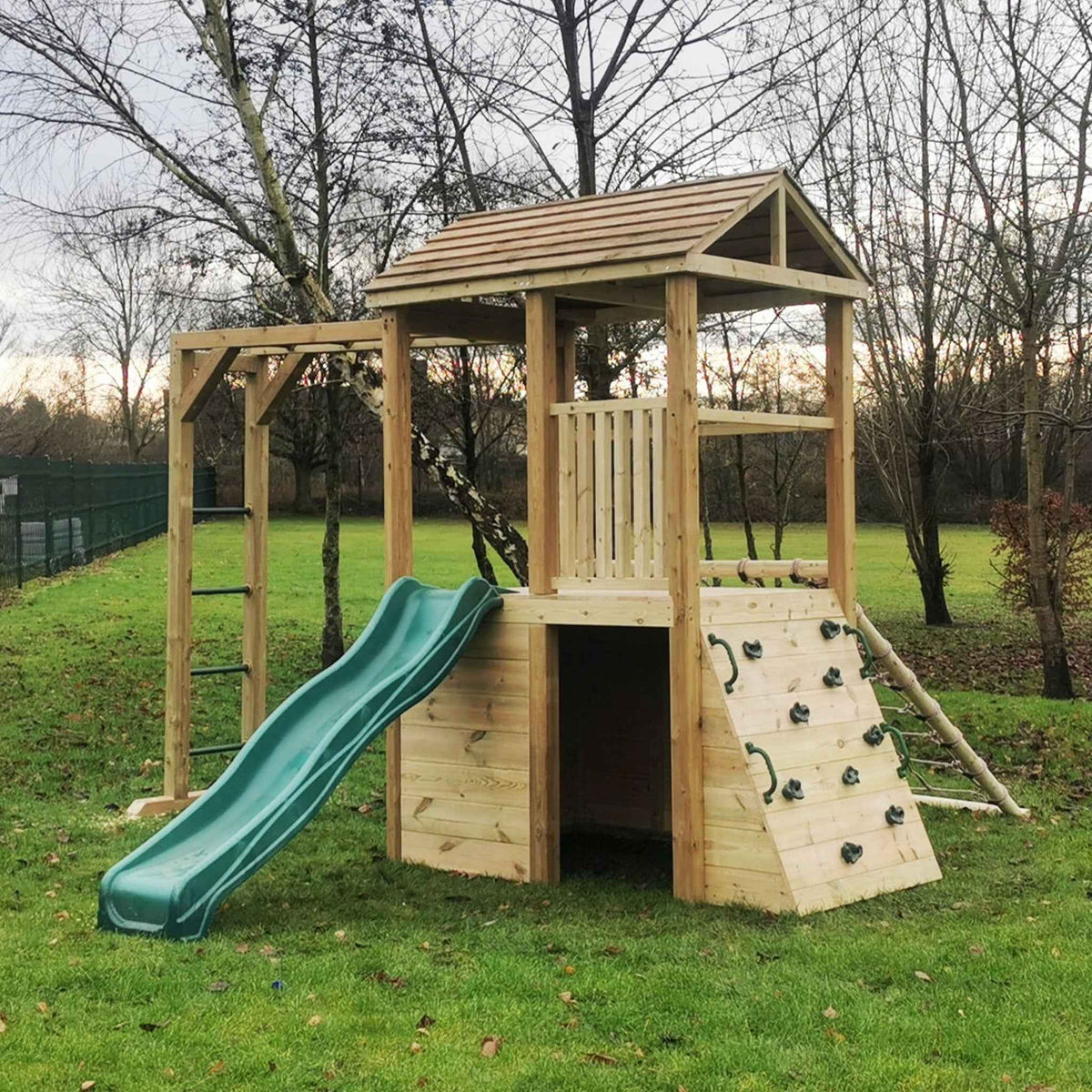 Wooden Climbing Frame with Slide & Rock Wall | Kids Outdoor – The ...