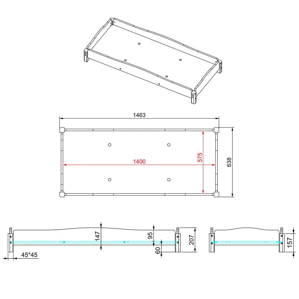 Stackable Wooden Bed (141 cm)