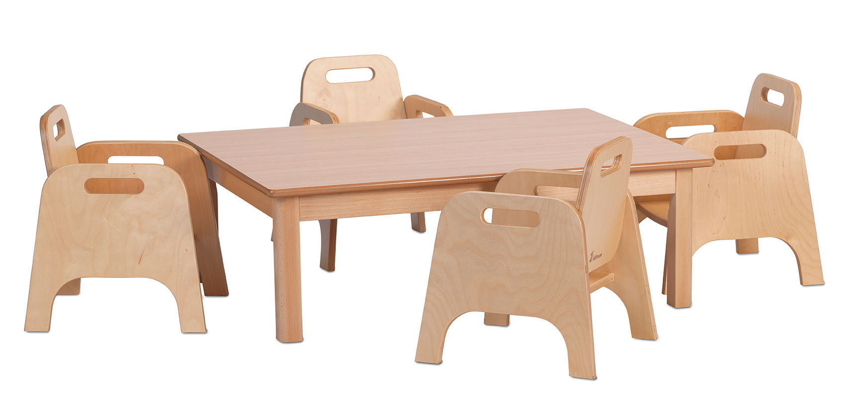 Small Rectangular Table (L960 x W695 x H320mm) plus 4 Sturdy Chairs (H140mm) - The Ministry of Outdoor Education