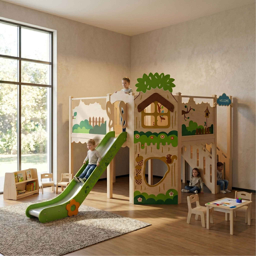 Two-Story Playhouse With Slide