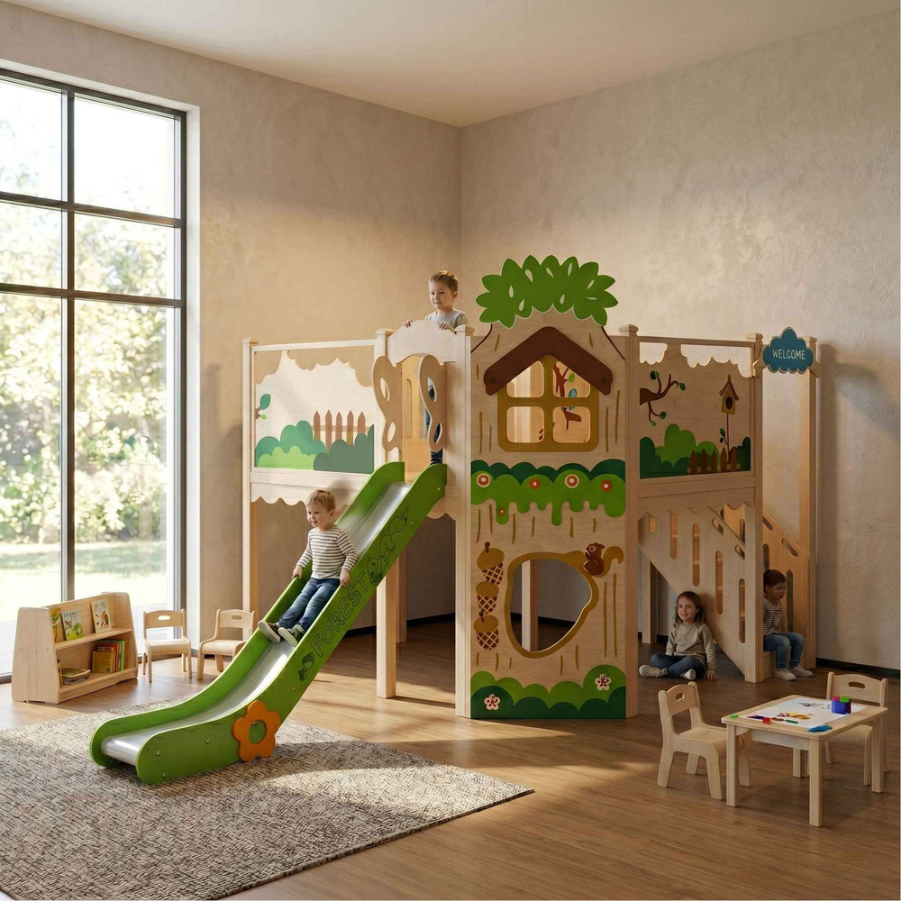 Two-Story Playhouse With Slide