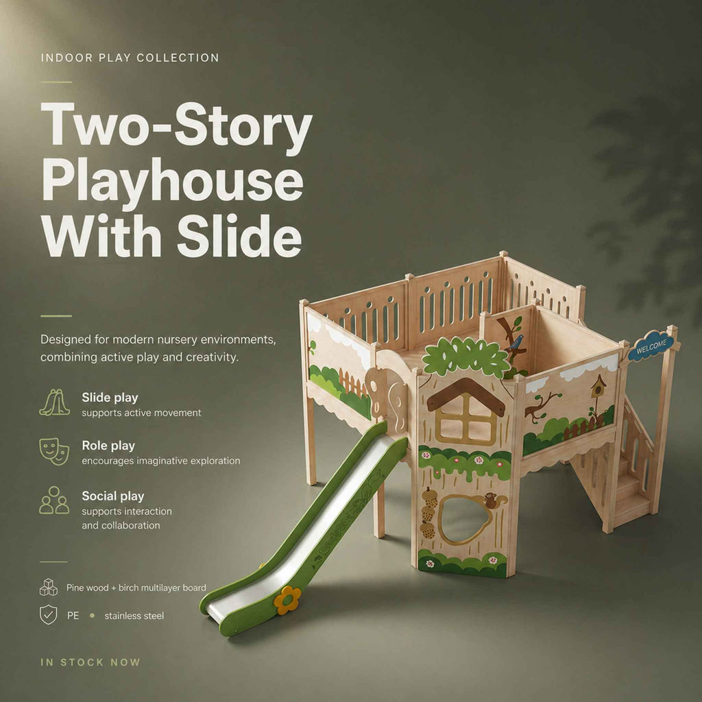 Two-Story Playhouse With Slide