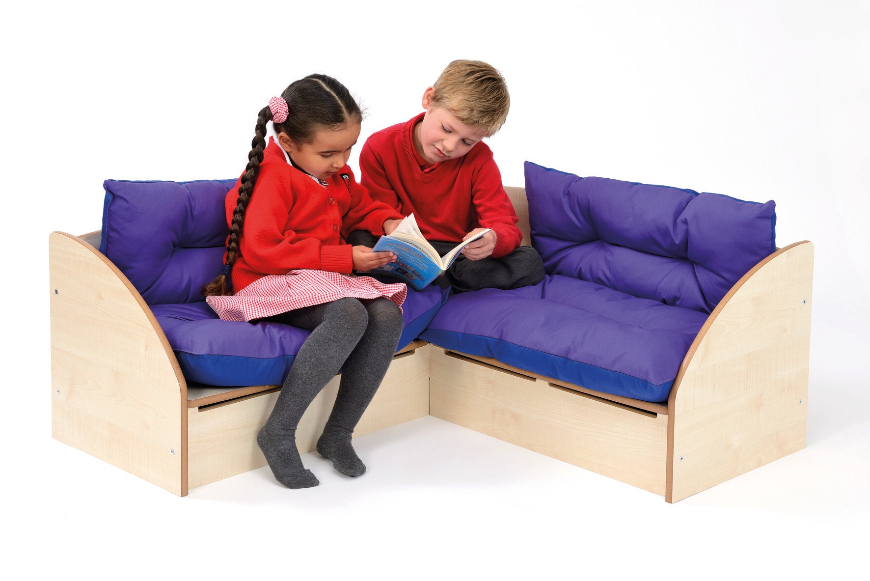 Reading Corner Seat With Purple Cushions (Maple)