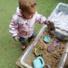 sand and water tray for messy play