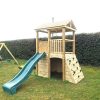 wooden climbing frame and slide