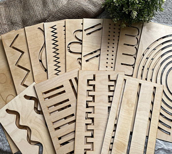 wooden pre-writing pattern tiles