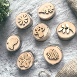 wooden stamps with garden pictures
