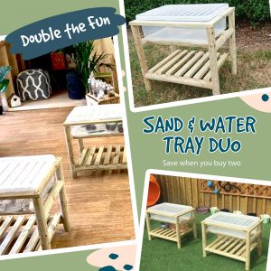 sand and water tray with shelf