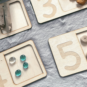 wooden number trays