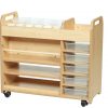 wooden continuous provision trolley on castors