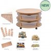 Double Tier Mobile Circular Storage Unit plus Clear Tubs and PT1032 Indoor Maths Kit