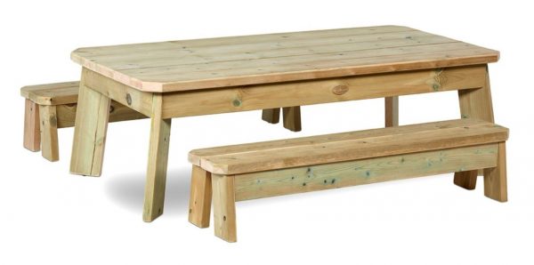 pre-school wooden rectangular table and bench set