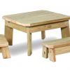 childrens wooden square table and benches set