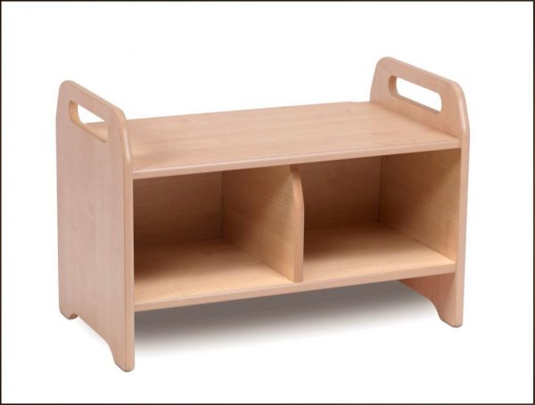 small wooden storage bench