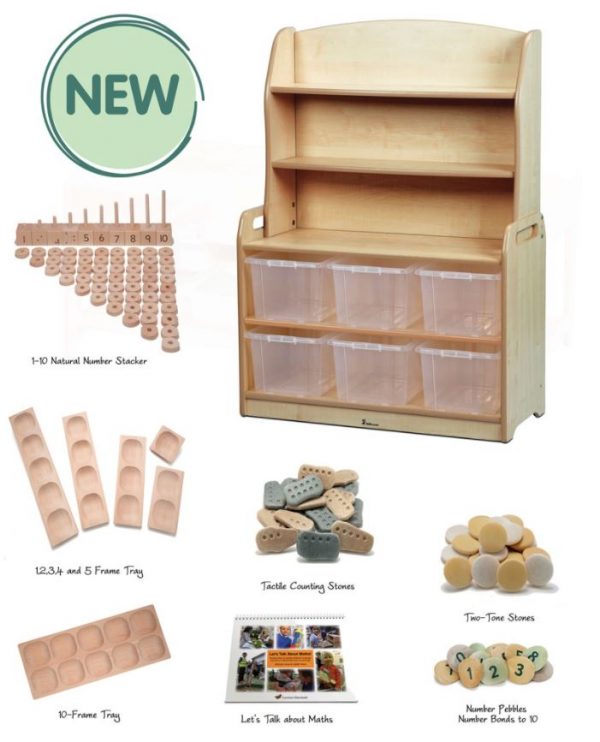 Welsh Dresser Display Storage with 6 clear tubs and PT1032 Indoor Maths Kit
