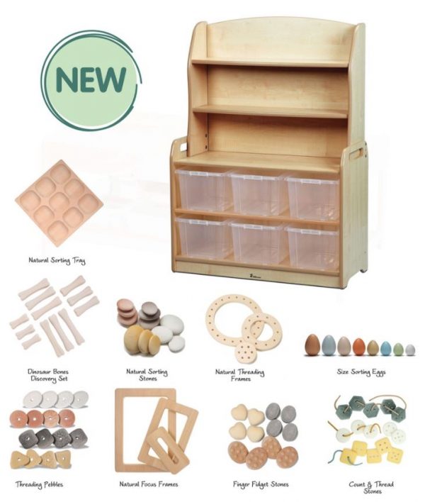 Welsh Dresser Display Storage with 6 clear tubs and PT1033 Loose Parts Kit