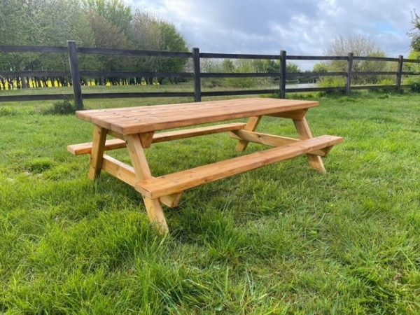 wooden picnic table benches